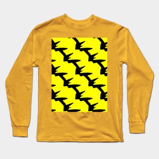 Yellow background with black barbed wire, thorns Long Sleeve T-Shirt